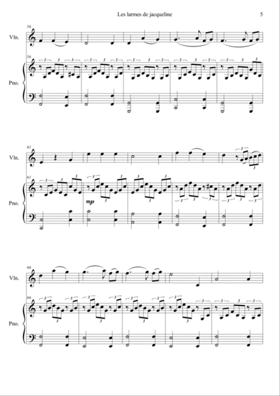 Jacqueline's Tears Violin Solo scores gallery preview page 5