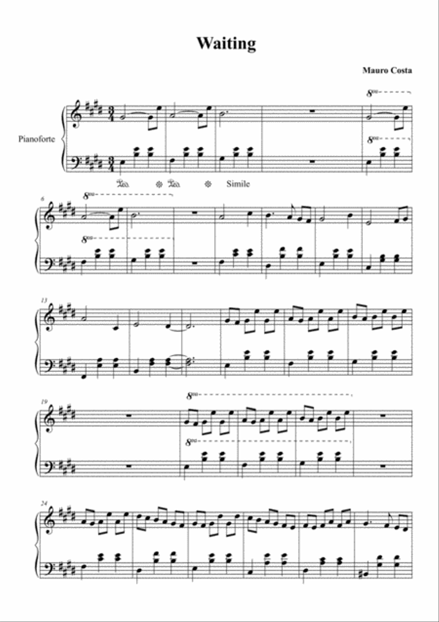 Waiting Piano Solo scores gallery preview page 1