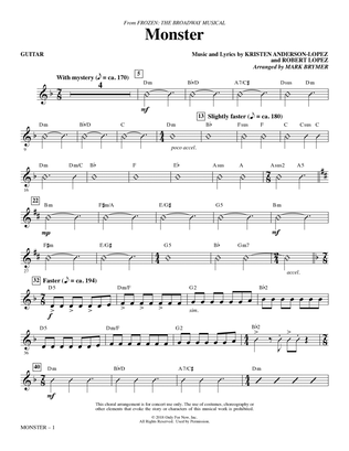 Book cover for Monster (from Frozen The Broadway Musical) (arr. Mark Brymer) - Guitar