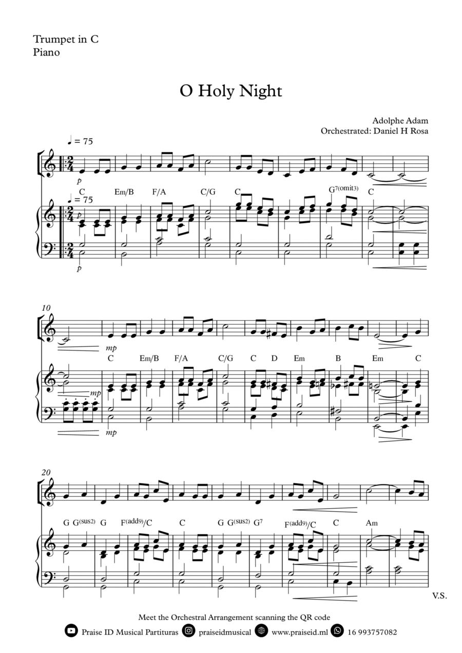 O Holy NIght - Christmas Carol - C Trumpet and Piano C Trumpet scores gallery preview page 1