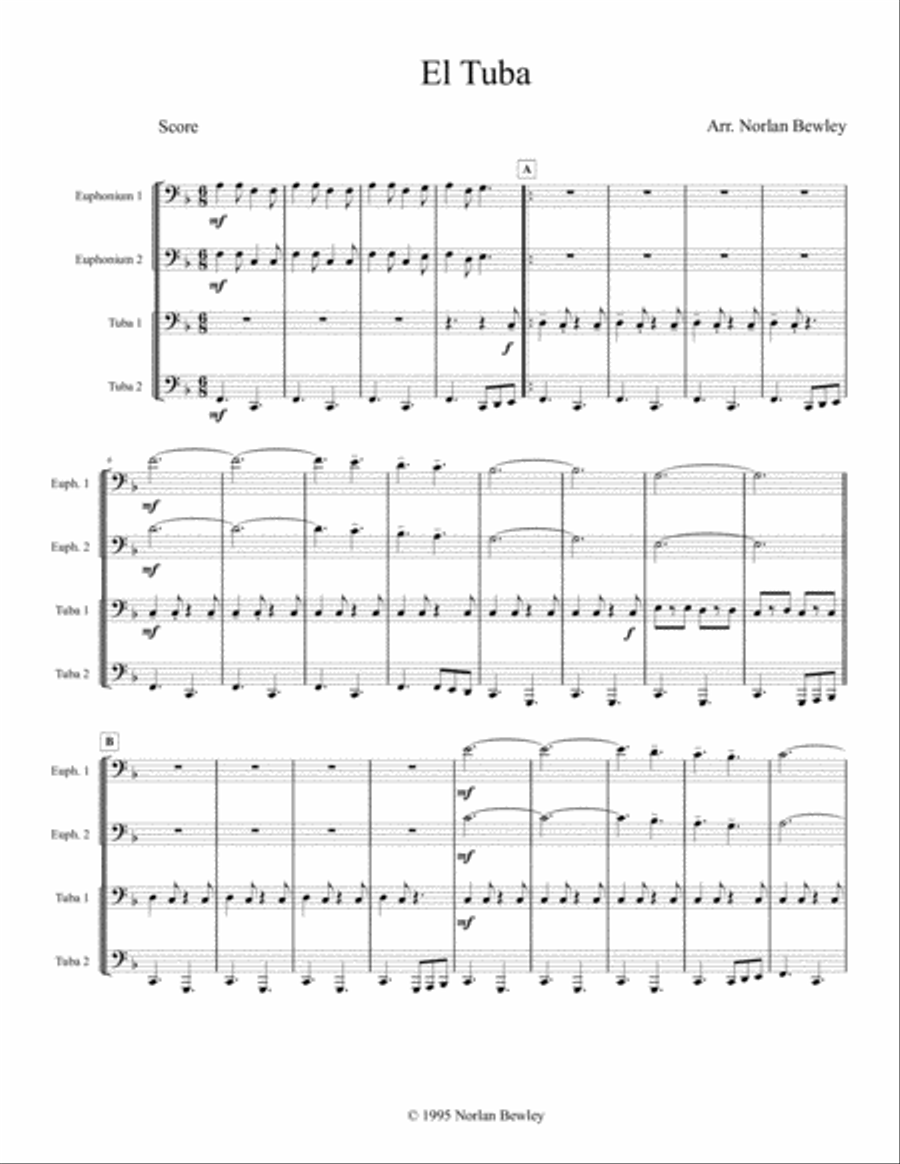 El Tuba - Tuba/Euphonium Quartet Brass Ensemble scores gallery preview page 1