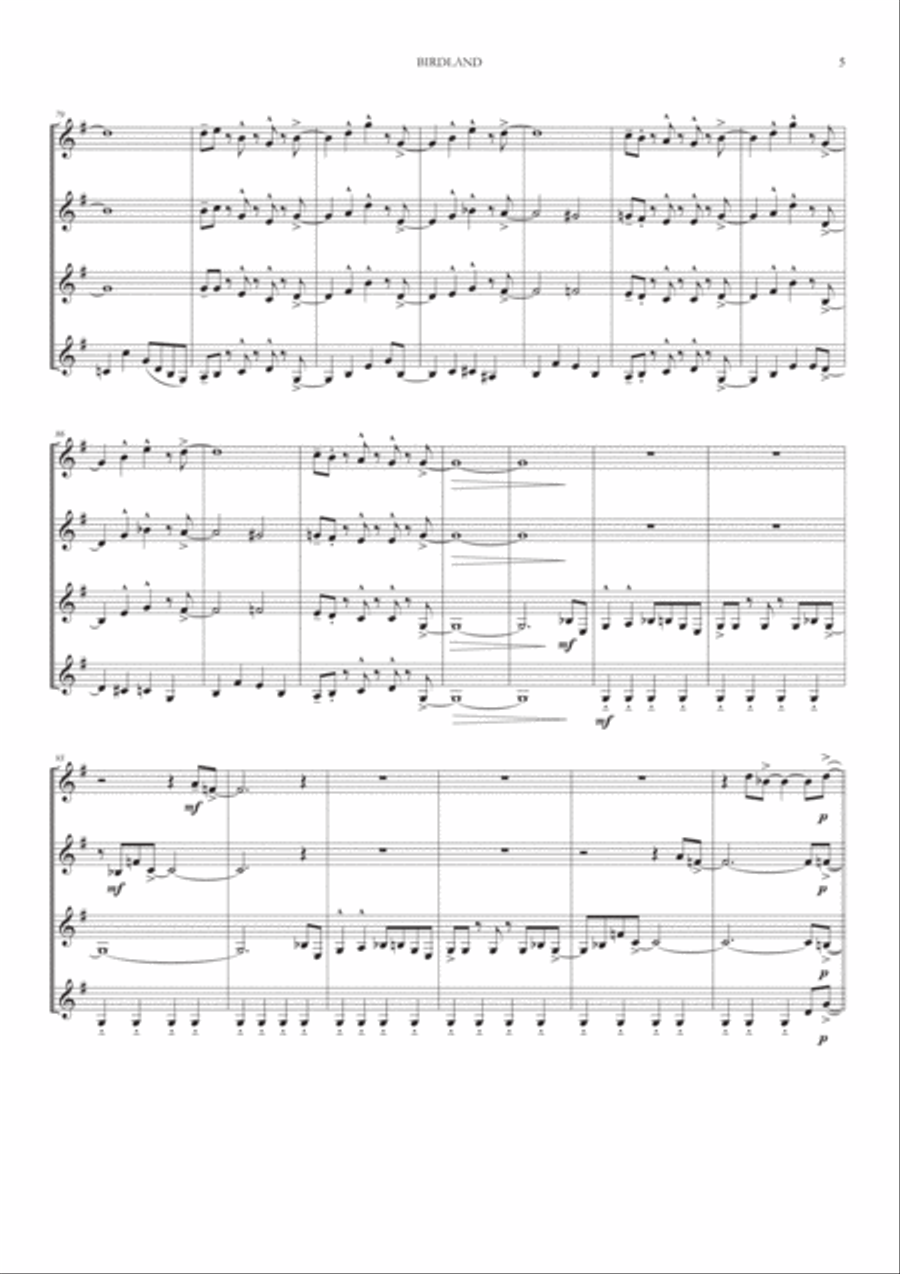 Birdland Woodwind Quartet scores gallery preview page 5