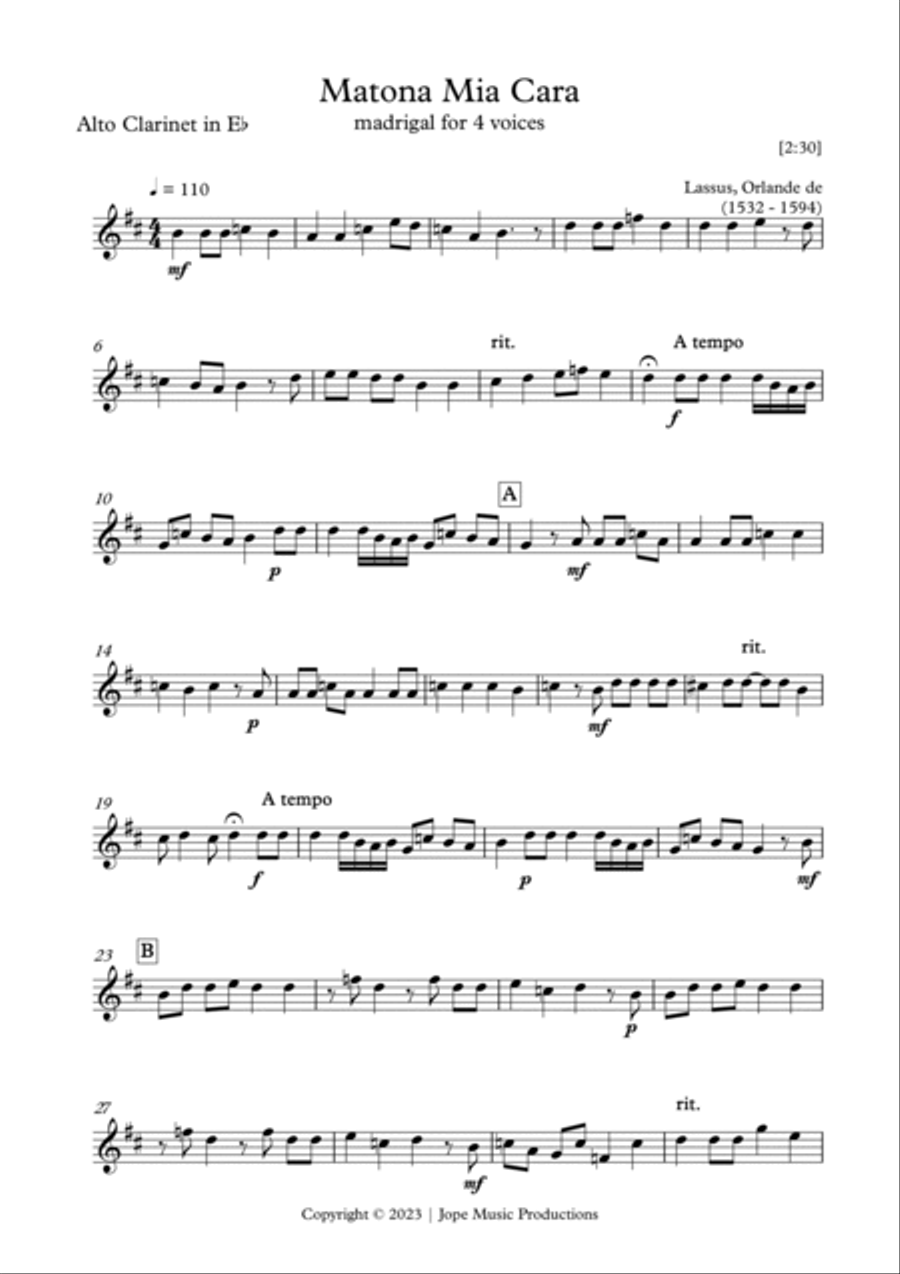 Matona mia cara Woodwind Quartet scores gallery preview page 5