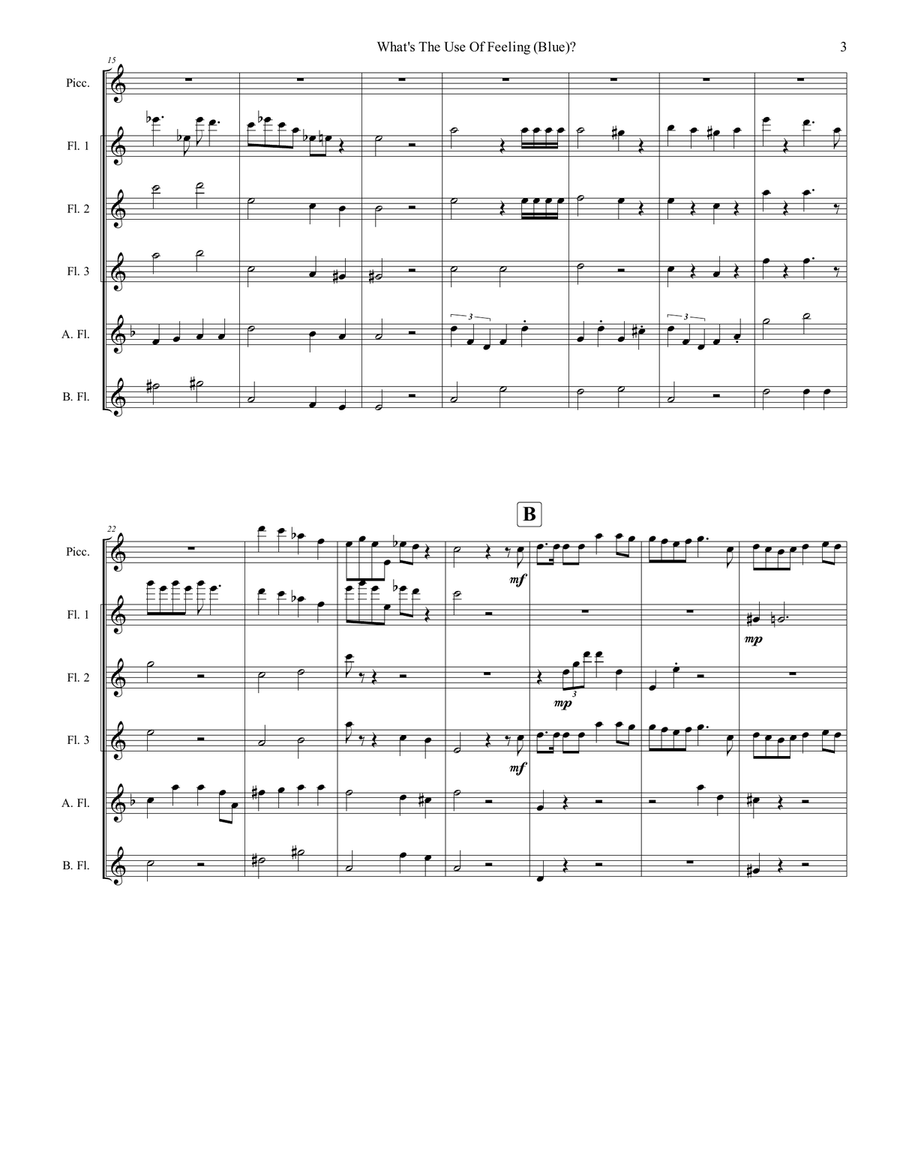 What's The Use Of Feeling (blue) Flute Choir scores gallery preview page 4