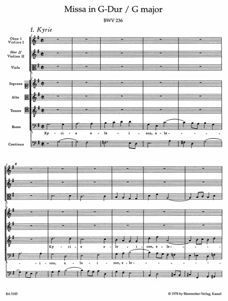 Mass G major BWV 236 'Lutheran Mass 4'