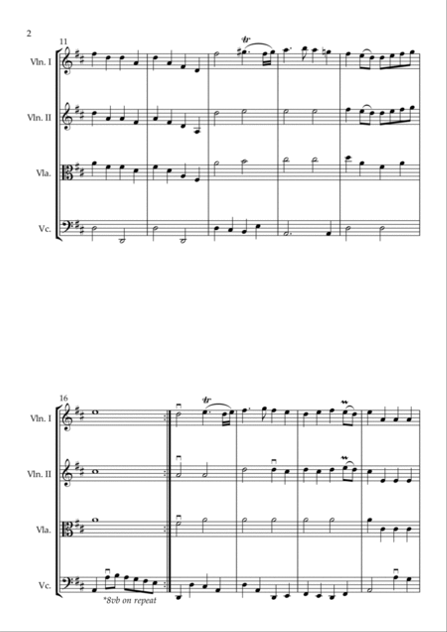 Trumpet Voluntary (Prince of Denmark's March) String Quartet scores gallery preview page 2