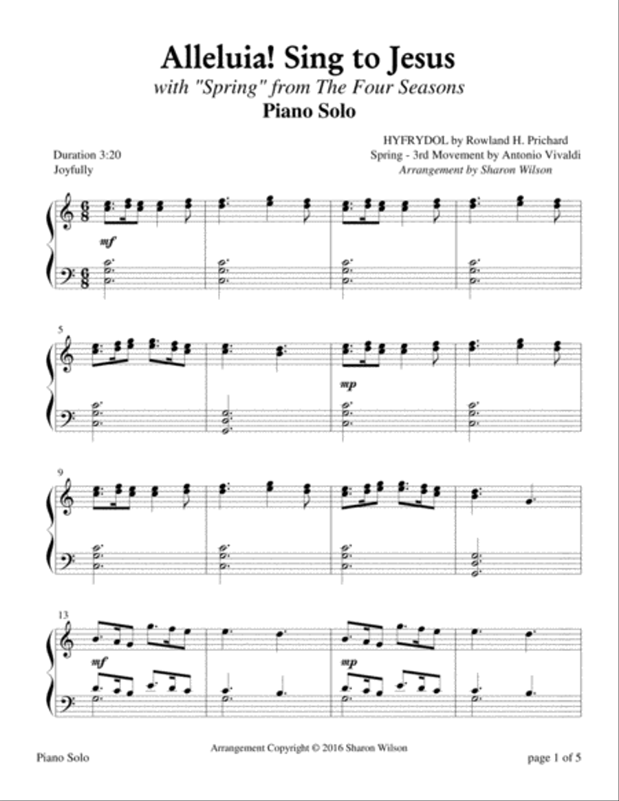 The Four Seasons Hymn Medleys: Alleluia! Sing to Jesus Piano Solo scores gallery preview page 1