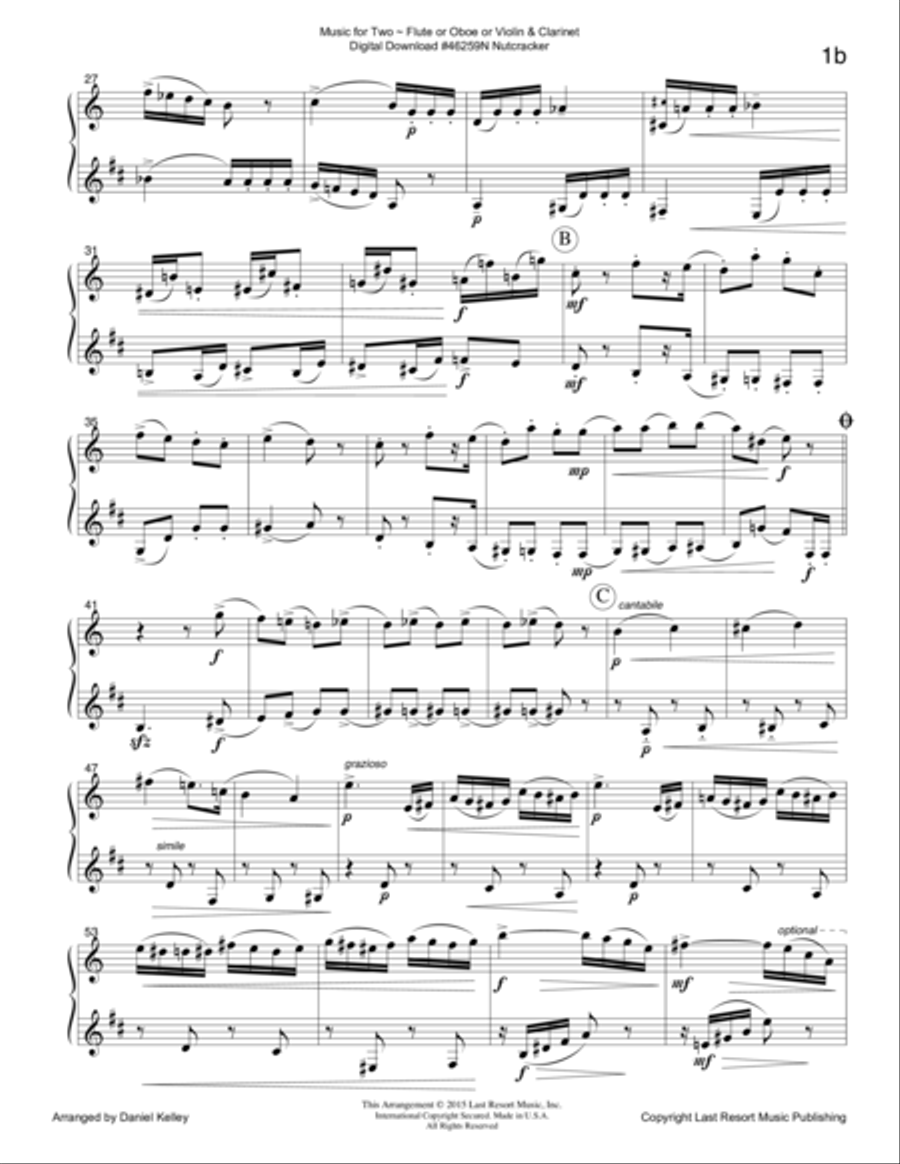 The Nutcracker - Duet - for Flute or Oboe or Violin & Clarinet - Music for Two Small Ensemble scores gallery preview page 3