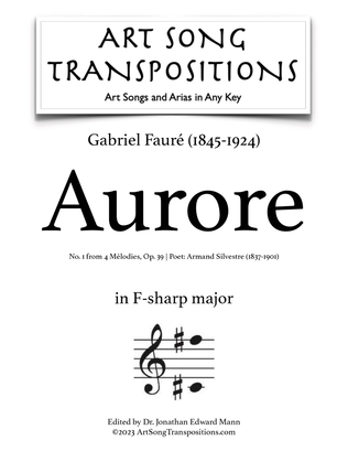 Book cover for FAURÉ: Aurore, Op. 39 no. 1 (transposed to F-sharp major)