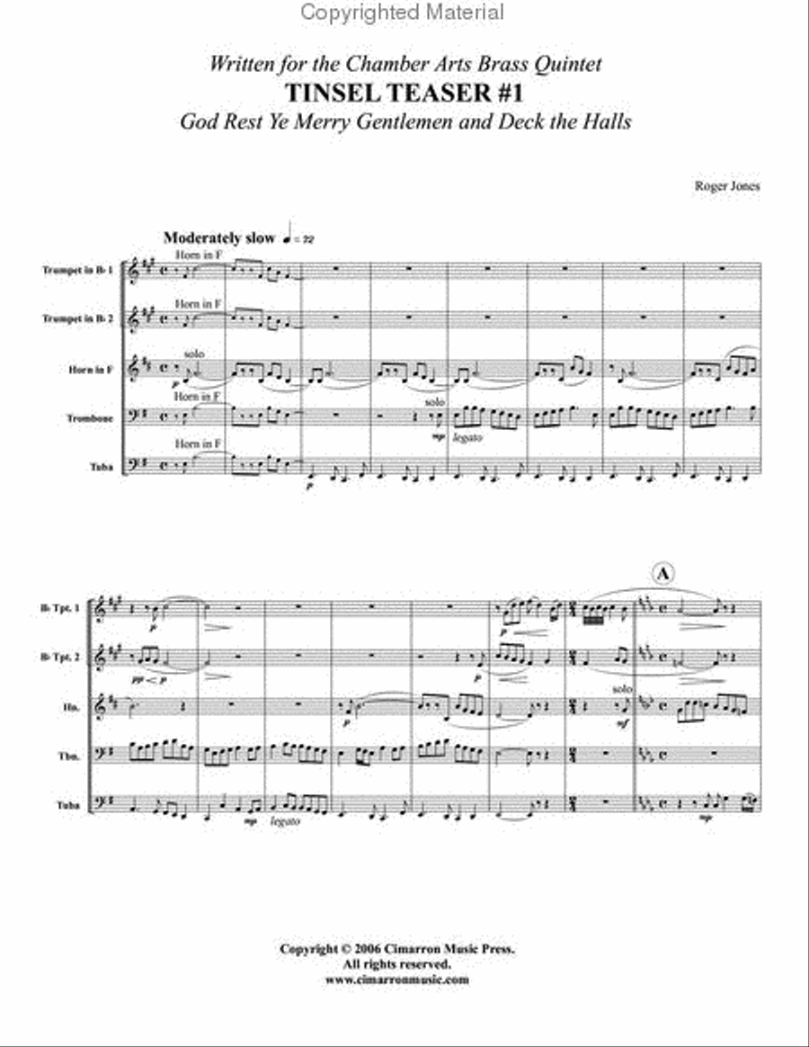 Tinsel Teaser #1 Brass Quintet scores gallery preview page 2