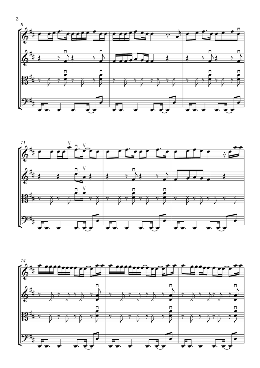 Single Ladies (Put A Ring On It) String Quartet scores gallery preview page 2