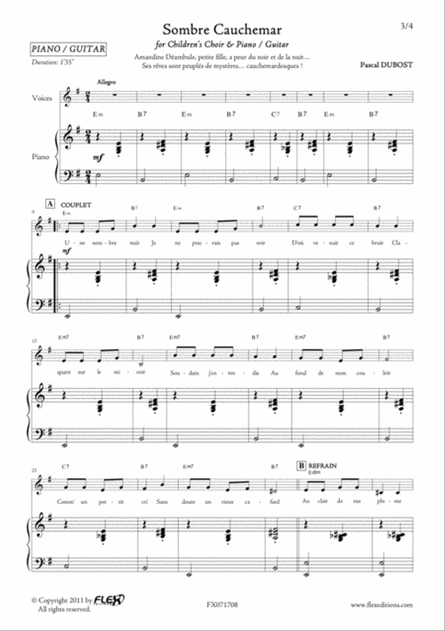 Sombre Cauchemar Sombre Cauchemar Children's Choir scores gallery preview page 3