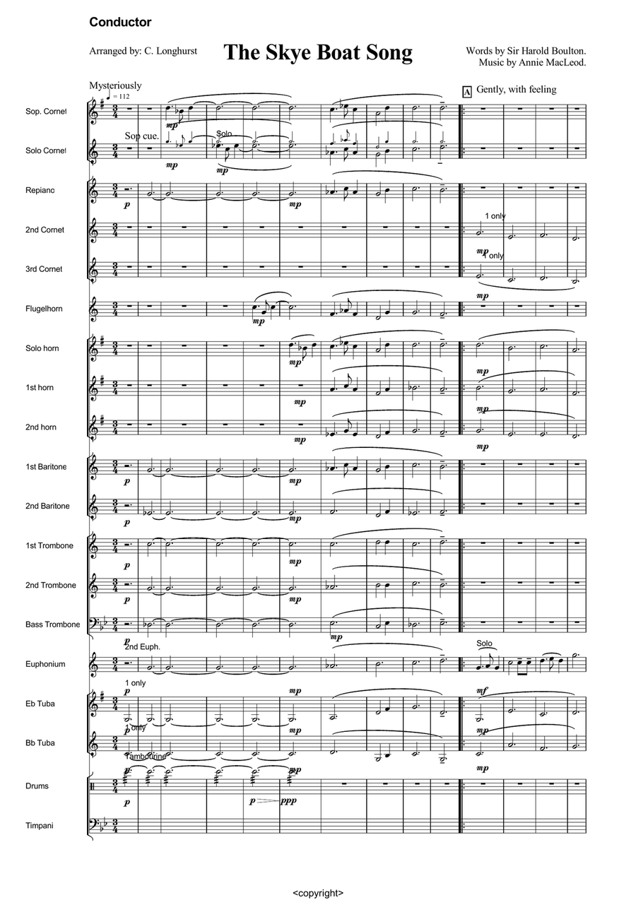 The Skye Boat Song (Brass Band Parts - Full Set) Brass Band scores gallery preview page 3