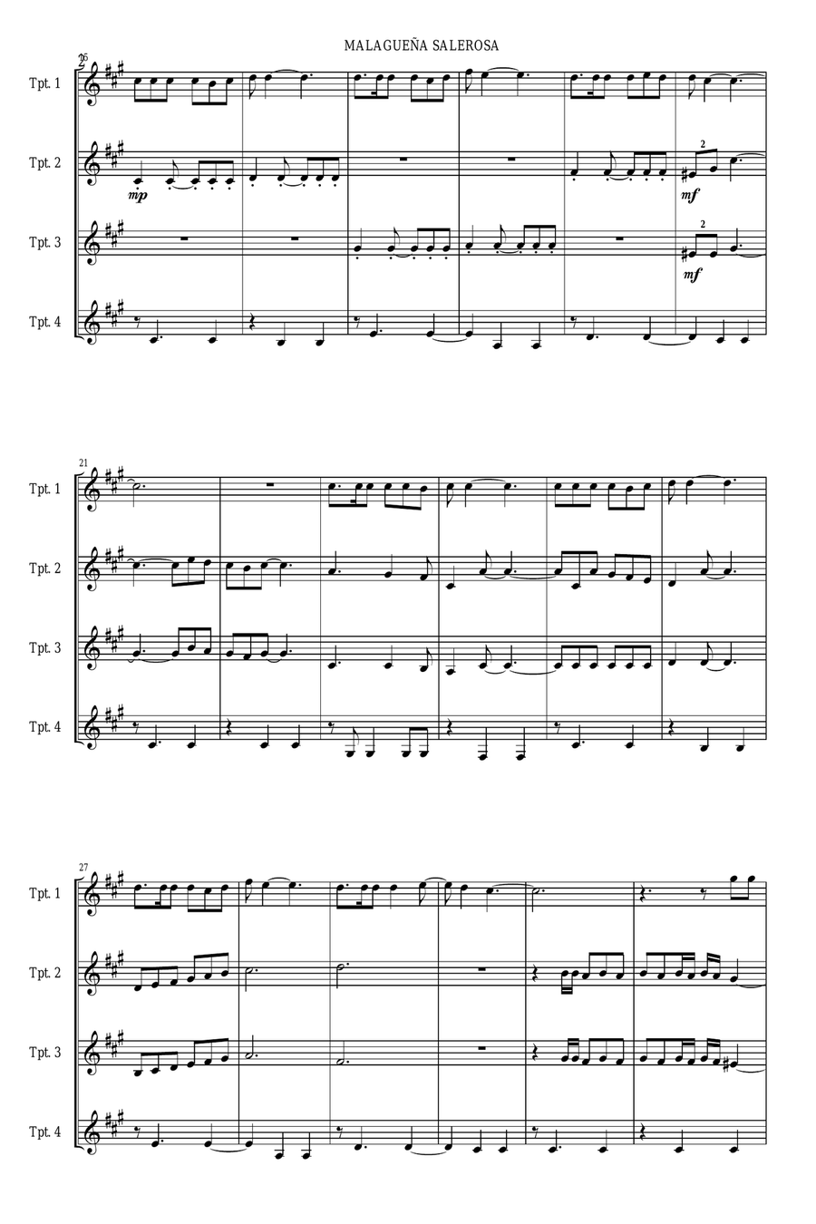 Malaguena Salerosa Brass Quartet scores gallery preview page 4
