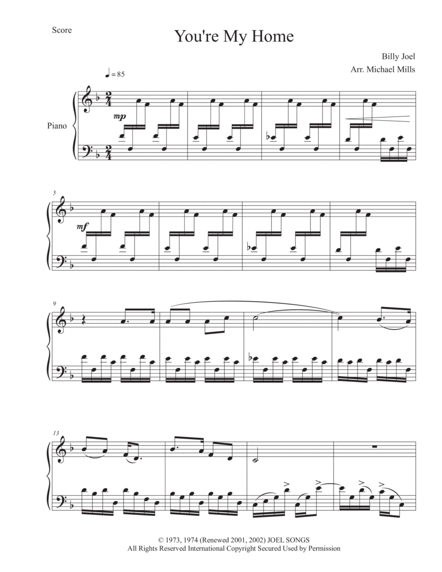 You're My Home Piano Solo scores gallery preview page 1
