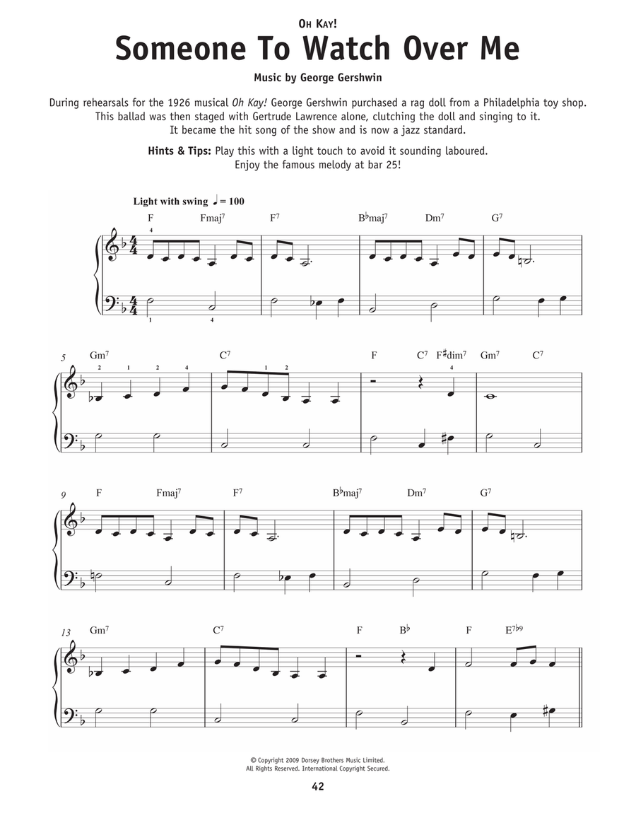 Someone To Watch Over Me Someone To Watch Over Me Easy Piano scores gallery preview page 1