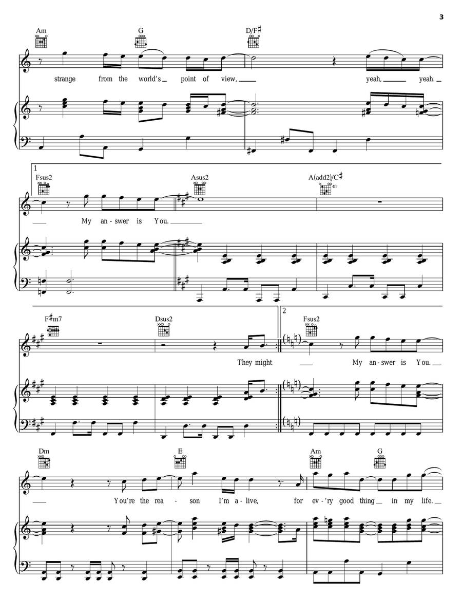 My Answer Is You My Answer Is You Piano, Vocal, Guitar scores gallery preview page 3