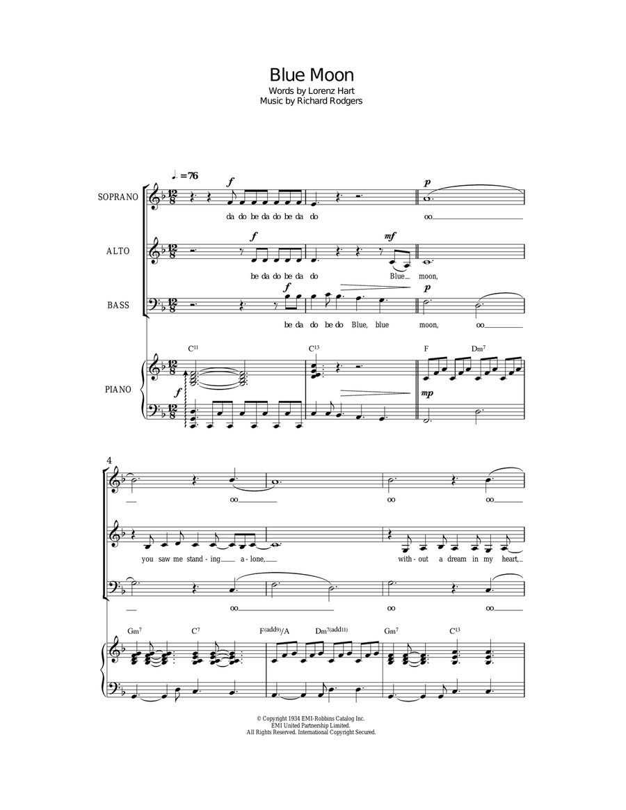 Blue Moon Blue Moon Acoustic Guitar scores gallery preview page 1