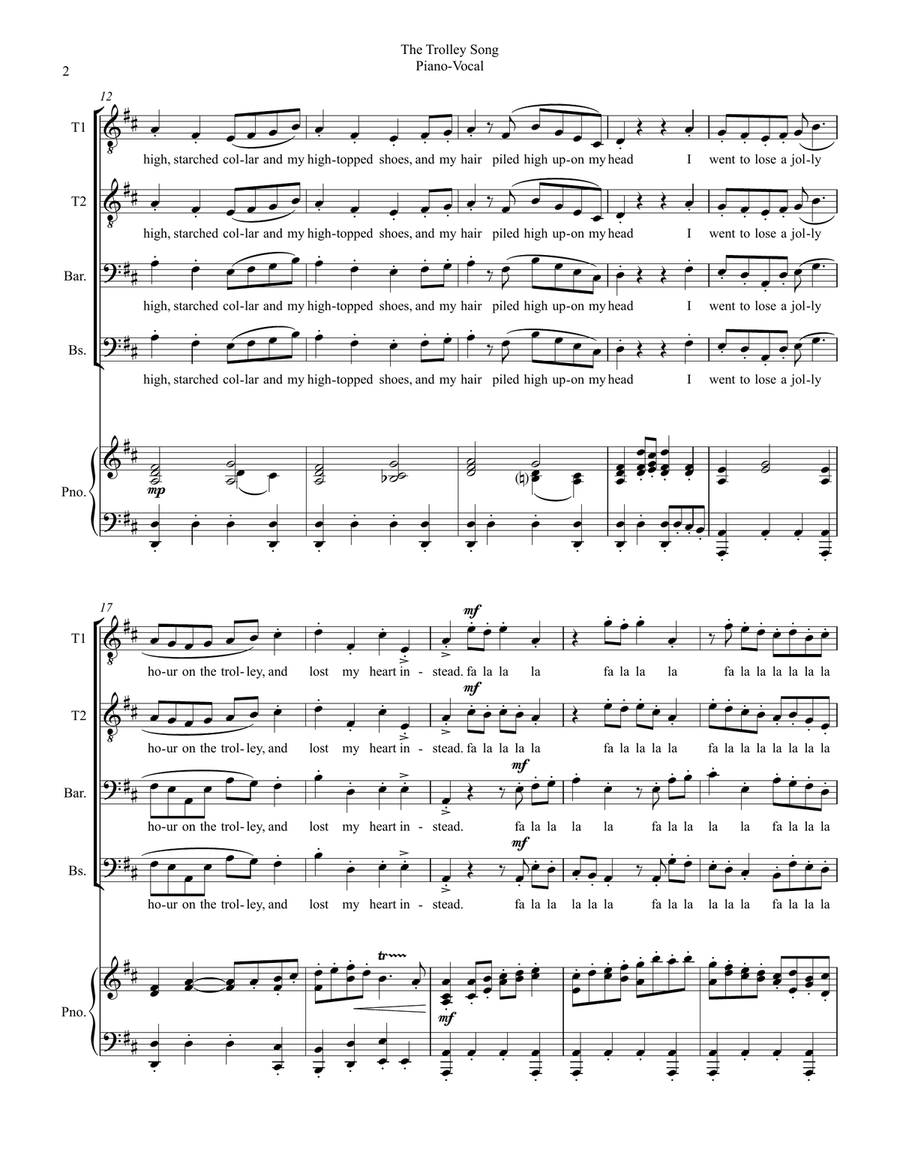 The Trolley Song TTBB scores gallery preview page 2