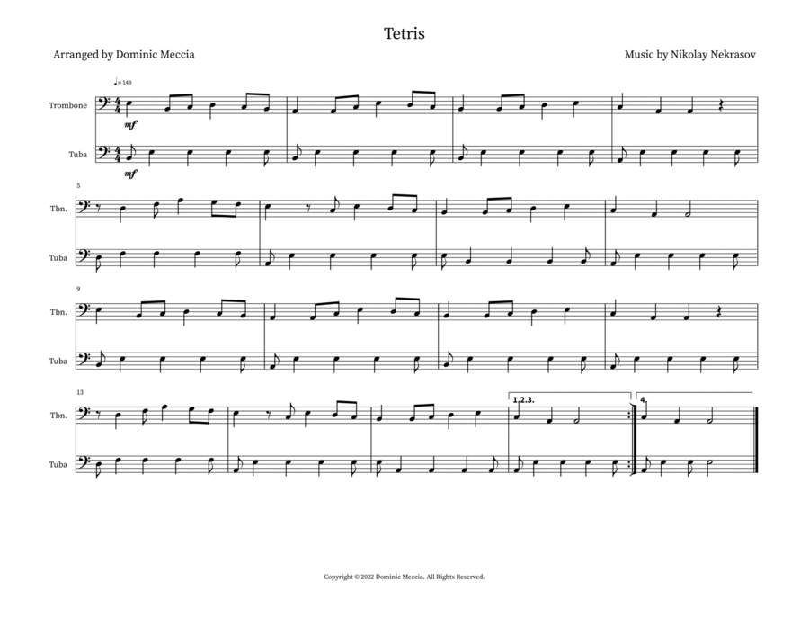 Tetris Tetris Brass Duet scores gallery preview page 1