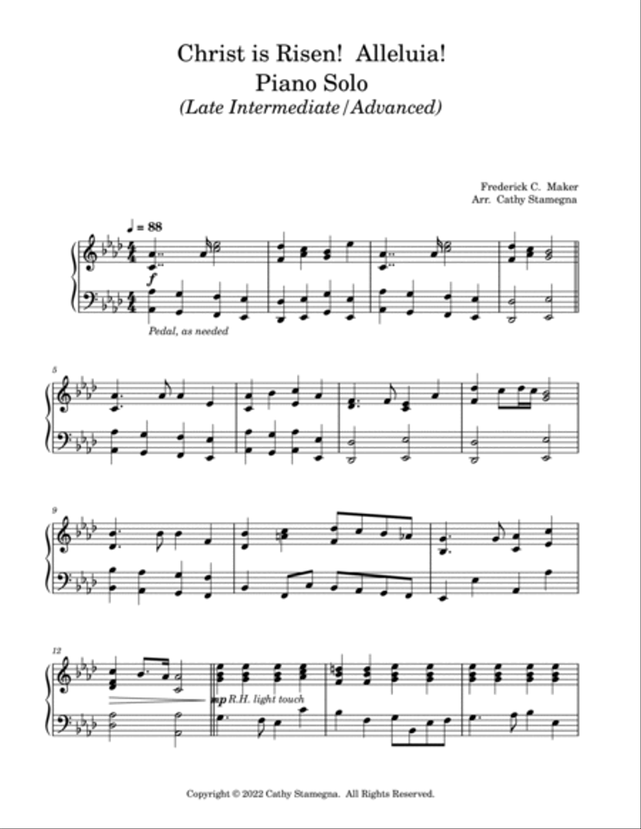 Christ is Risen! Alleluia! (Late intermediate/Advanced Piano Solo) Piano Solo scores gallery preview page 3