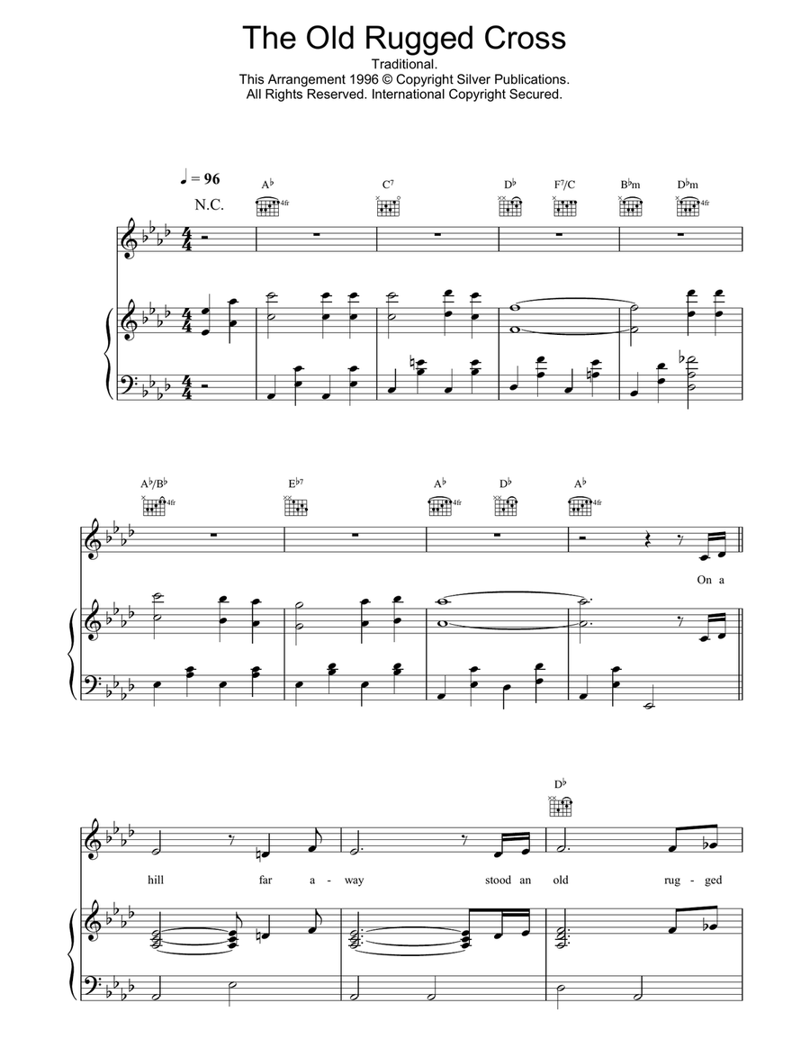 The Old Rugged Cross Piano, Vocal, Guitar scores gallery preview page 1