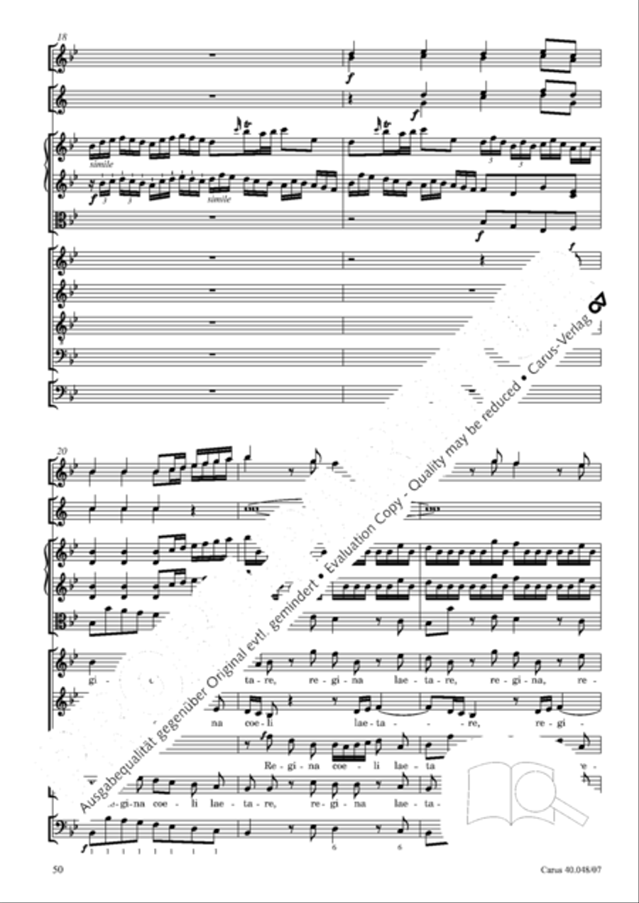 Regina coeli in B-Flat Major, K. 127 4-Part scores gallery preview page 51
