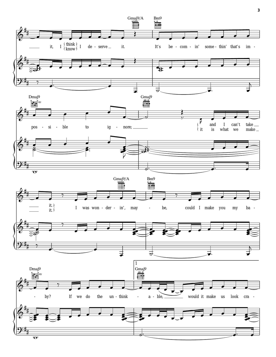 Un-Thinkable (I'm Ready) Piano, Vocal, Guitar scores gallery preview page 3
