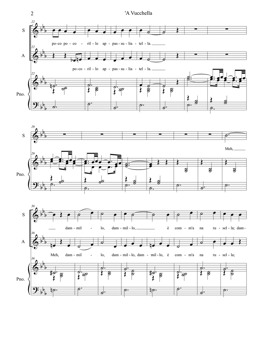A Vucchella (Duet for Soprano and Alto Solo) Alto Voice scores gallery preview page 3