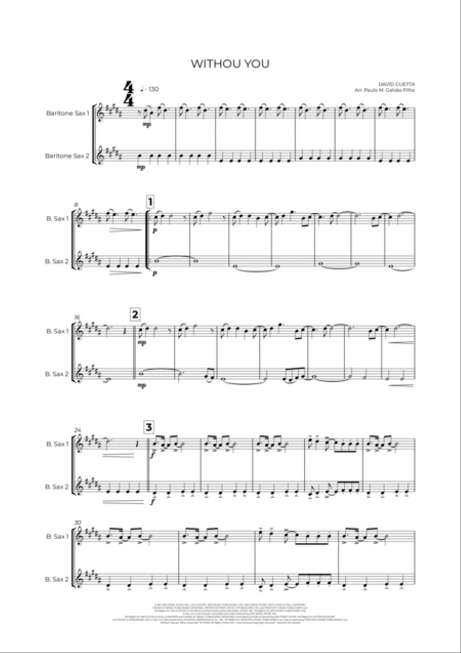 Without You Woodwind Duet scores gallery preview page 2