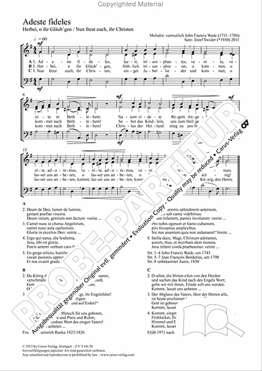 Adeste fideles (Herbei, o ihr Glaub'gen) 3-Part scores gallery preview page 2