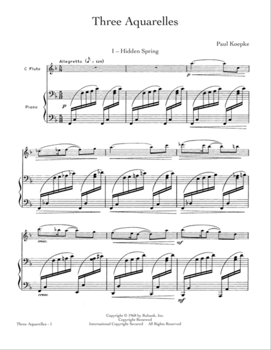 Three Aquarelles School and Community scores gallery preview page 1