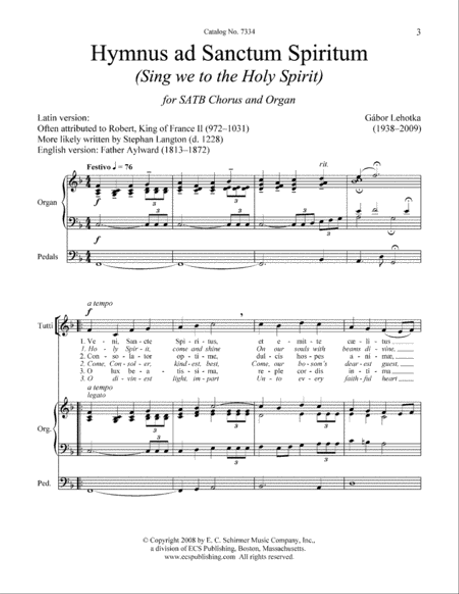 Hymnus ad Sanctum Spiritum 4-Part scores gallery preview page 2