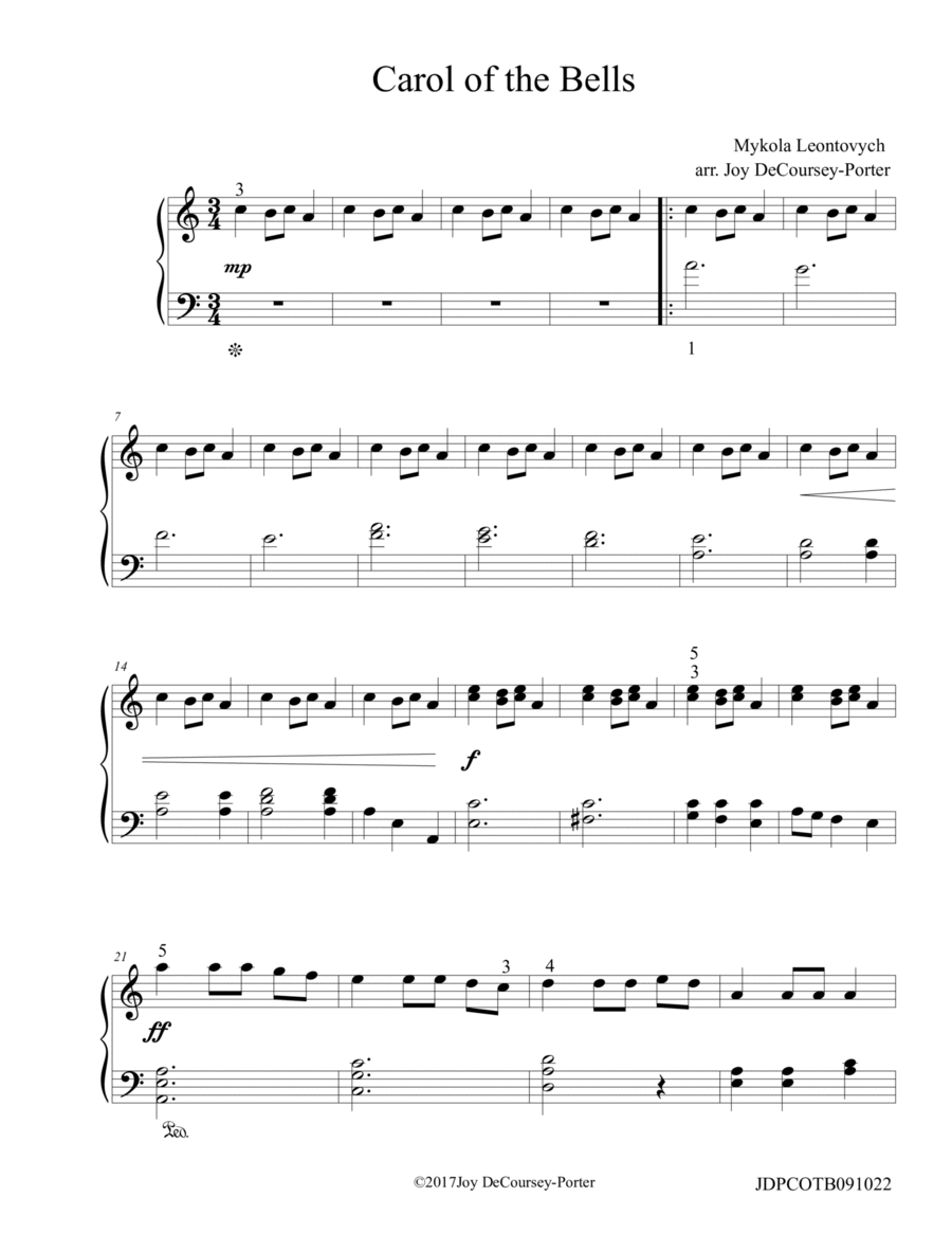 Carol of the Bells Carol of the Bells Piano Solo scores gallery preview page 1