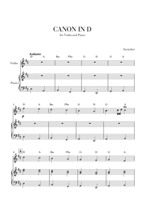 Canon in D for Violin and Piano (with Chords)
