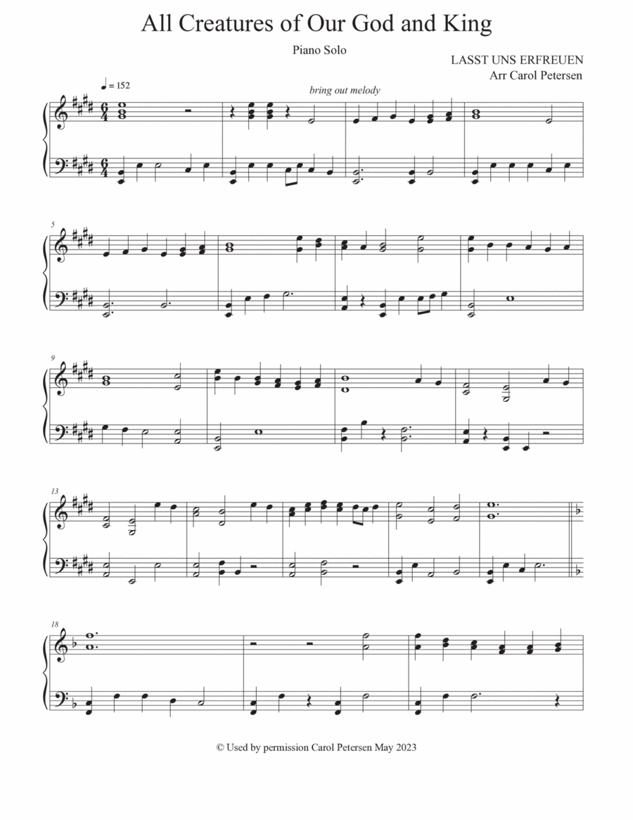 All Creatures of Our God and King Piano Solo scores gallery preview page 1