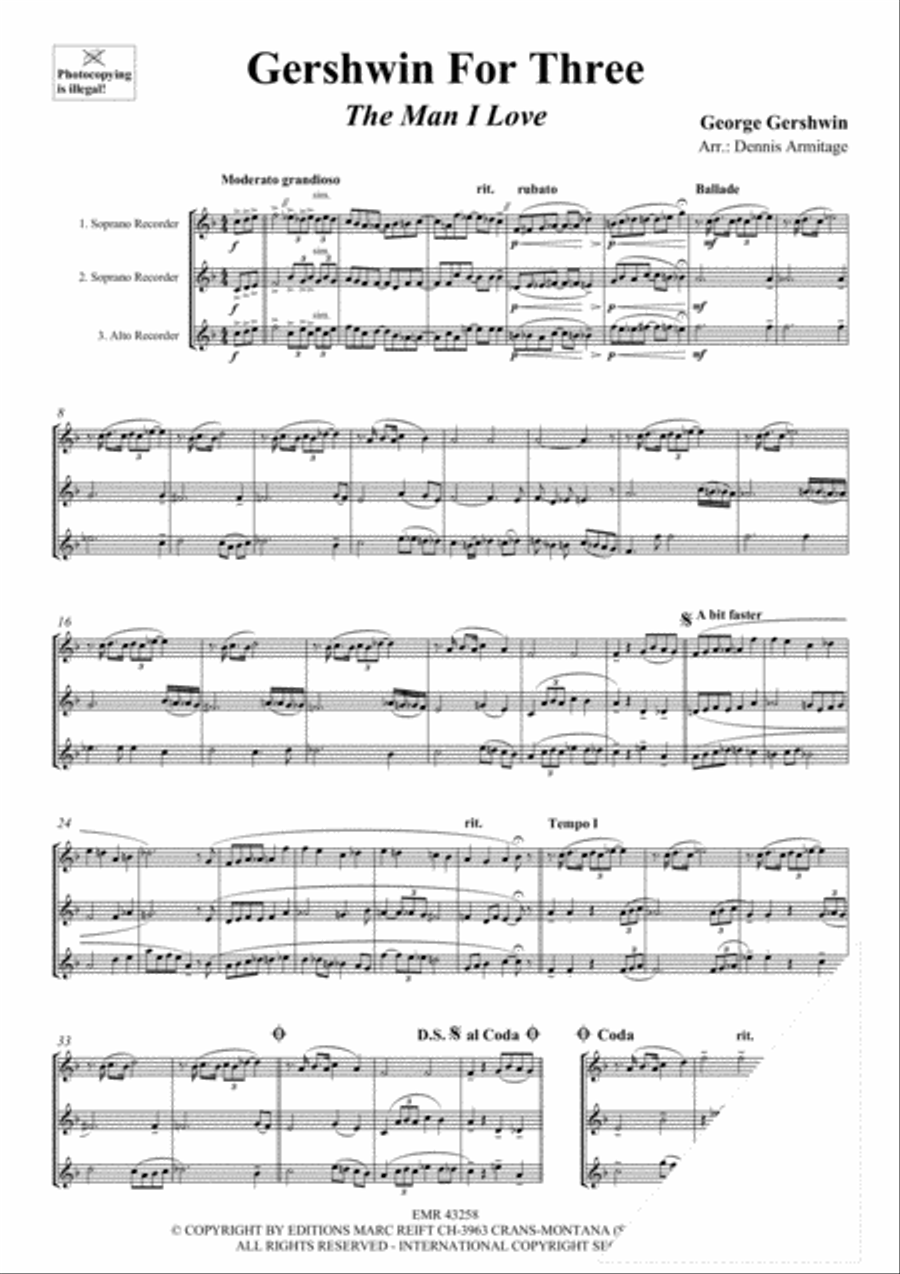 Gershwin For Three Soprano Recorder scores gallery preview page 3