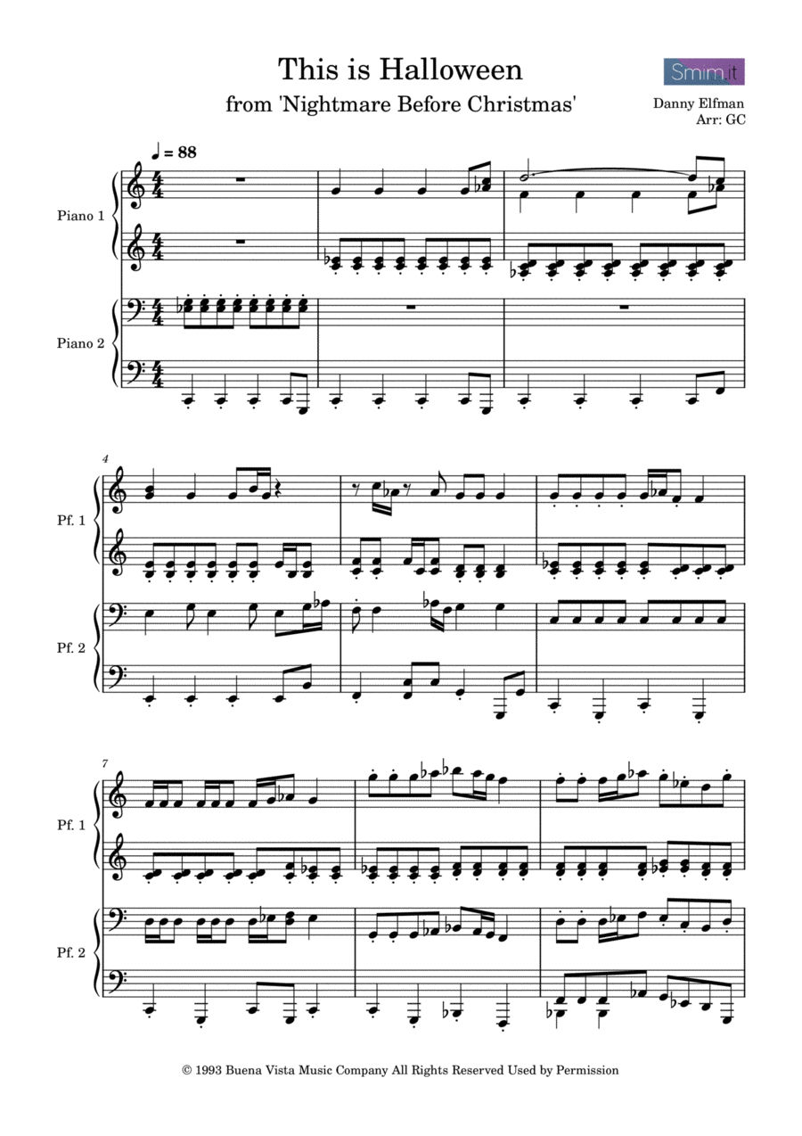 This Is Halloween Piano scores gallery preview page 1