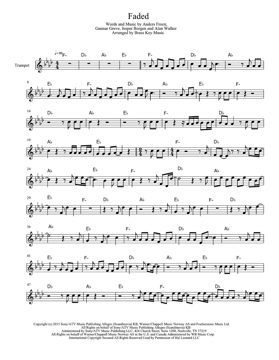 Faded Trumpet Solo scores gallery preview page 1