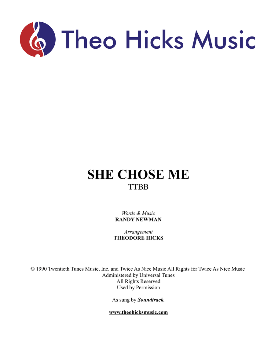 She Chose Me TTBB scores gallery preview page 1