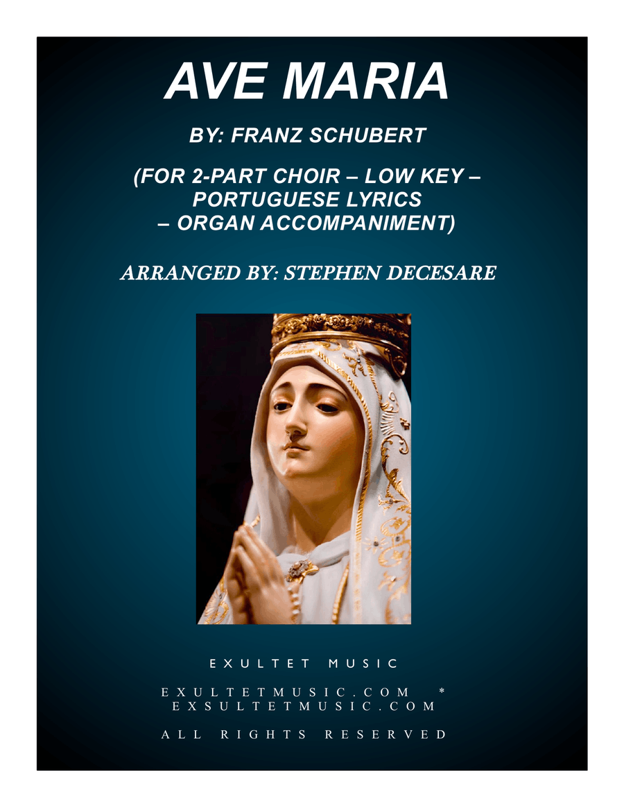 Ave Maria (Portuguese Lyrics - for 2-part choir - Low Key - Organ Accompaniment) 2-Part scores gallery preview page 1