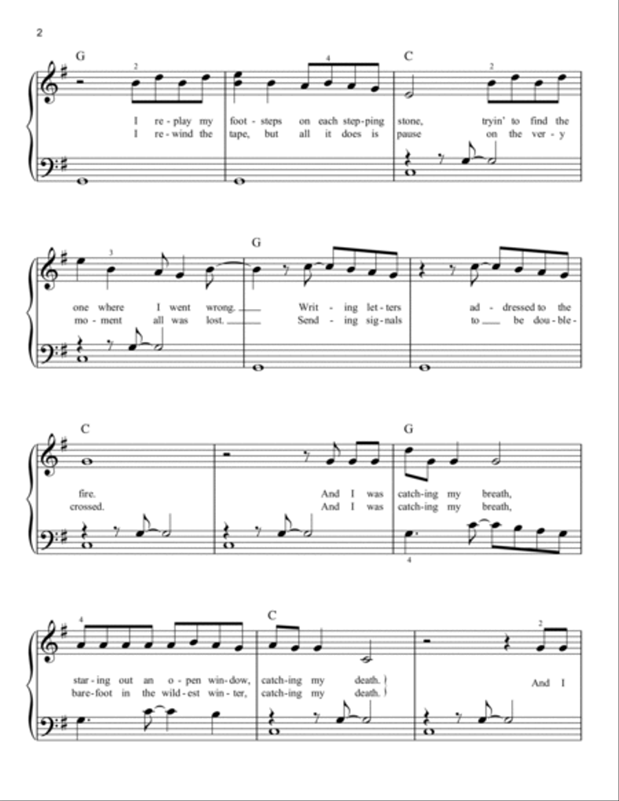 evermore (feat. Bon Iver) Easy Piano scores gallery preview page 2