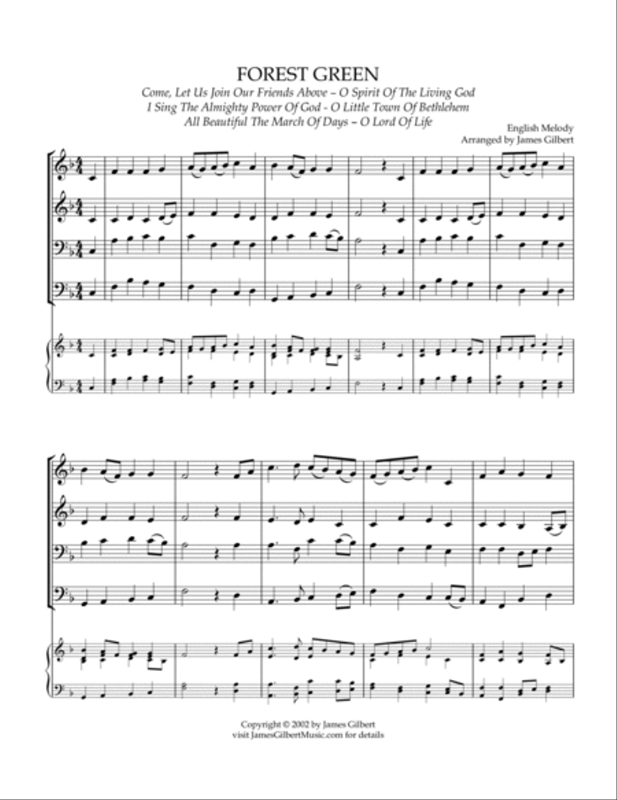 FOREST GREEN (O Little Town Of Bethlehem; I Sing The Almighty Power Of God) Small Ensemble scores gallery preview page 2