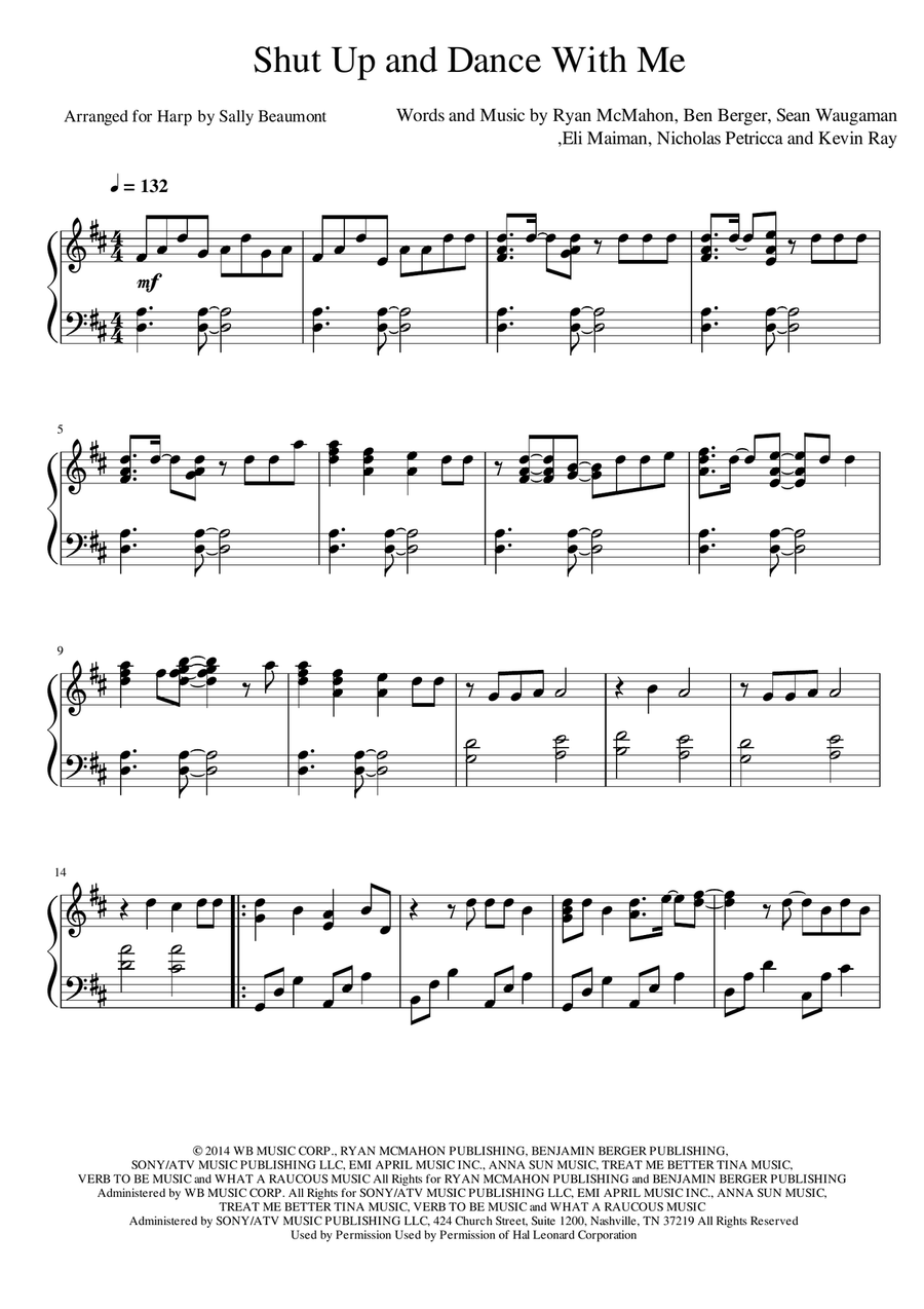 Shut Up And Dance Harp scores gallery preview page 1