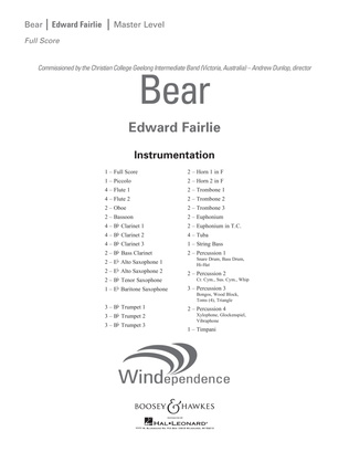 Book cover for Bear - Conductor Score (Full Score)