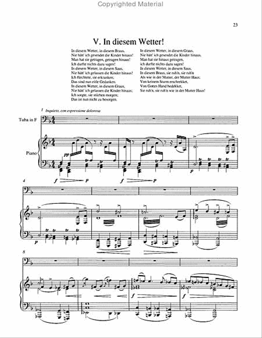Kinder-Totenlieder Tuba scores gallery preview page 6