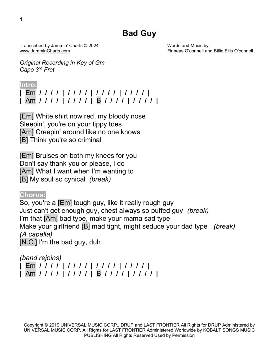 Bad Guy Acoustic Guitar scores gallery preview page 1