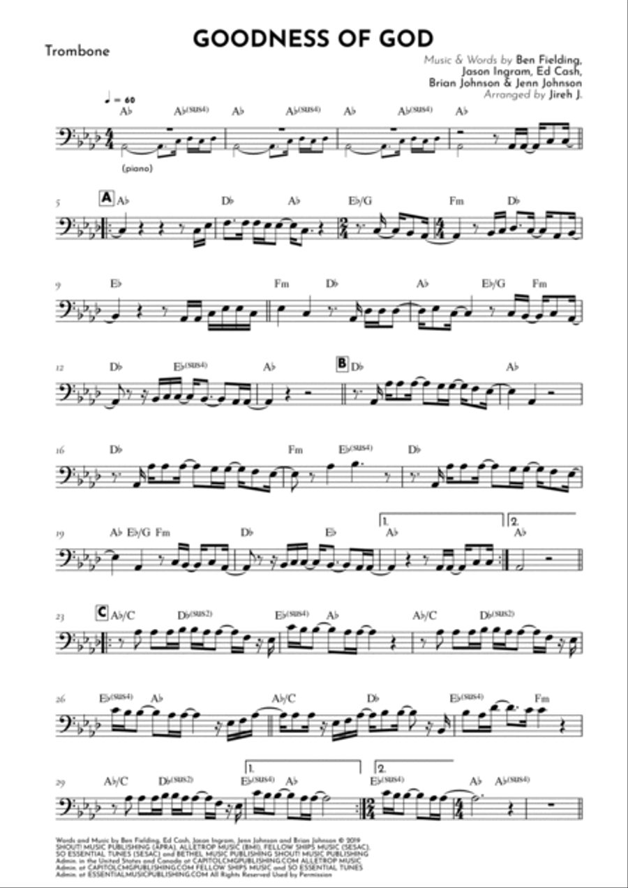 Goodness Of God Trombone Solo scores gallery preview page 2