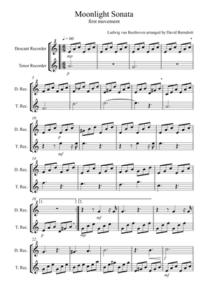 Moonlight Sonata for Recorder Duet