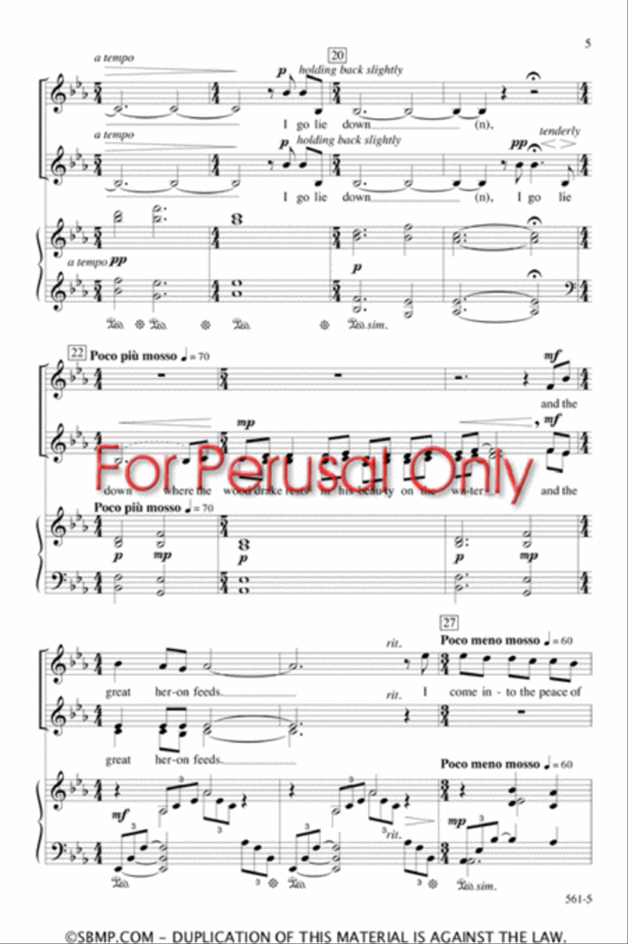 The Peace of Wild Things - SSAA Octavo SSAA scores gallery preview page 4